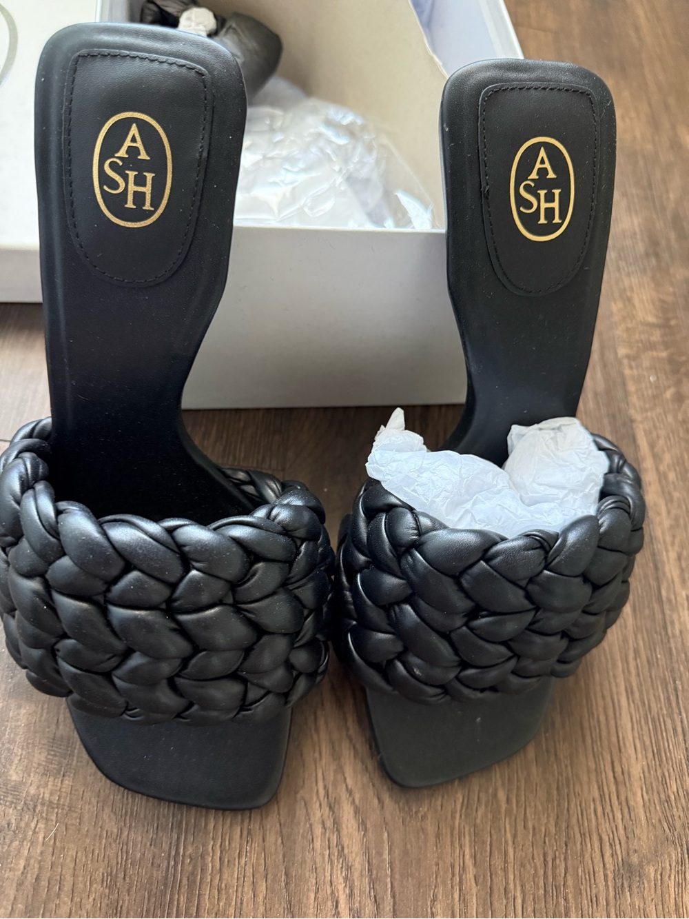 ASH Black Braided Slide Heels